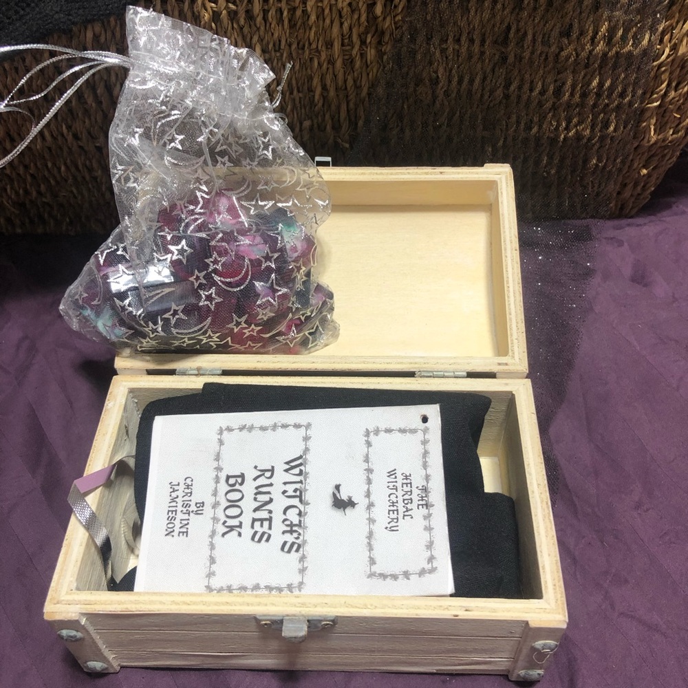 Witch's Rune Book with Wooden Box